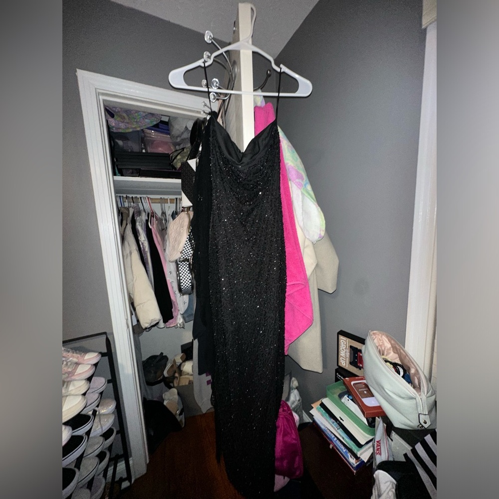 Black long beaded dress
